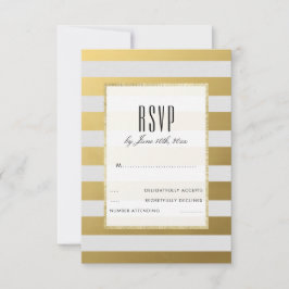 Stijlvolle gouden en witte strepen trouw-RSVP RSVP Kaartje