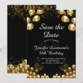 Stijlvolle gouden en zwarte 50e verjaardag uitnodi kaart (Voorkant / Achterkant)