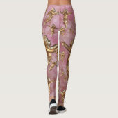 Stijlvolle gouden engelen roze leggings (Achterkant)