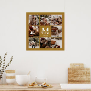 Stijlvolle  gouden familie fotocollage Keepsake Poster