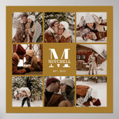 Stijlvolle  gouden familie fotocollage Keepsake Poster (Voorkant)