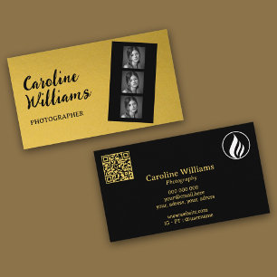 Stijlvolle gouden filmstrip Fotografie Logo QR cod Visitekaartje
