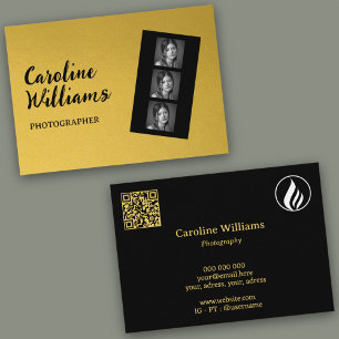 Stijlvolle gouden filmstrip Fotografie Logo QR cod Visitekaartje
