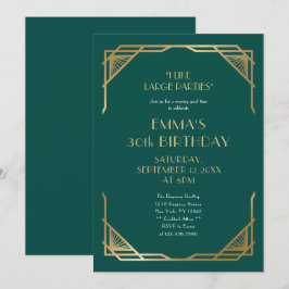 Stijlvolle Gouden Gatsby Stijl 30e Verjaardagsfees Kaart