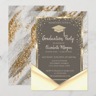 Stijlvolle Gouden Glitter Kwaststreek Afstuderen Kaart