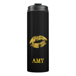 Stijlvolle gouden glitter lippen thermosbeker