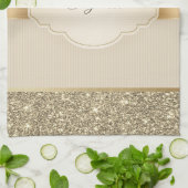 Stijlvolle Gouden Glitter Vintage Damast Theedoek (Gevouwen)