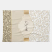 Stijlvolle Gouden Glitter Vintage Damast Theedoek (Horizontaal)