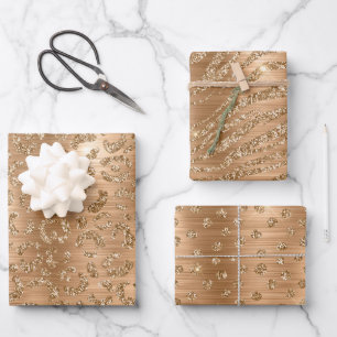 Stijlvolle gouden glitter wilde grote katachtige p inpakpapier vel