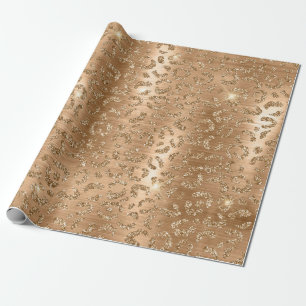 Stijlvolle gouden glitter wilde luipaardvlekkenpat cadeaupapier