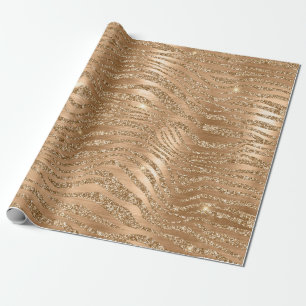 Stijlvolle gouden glitter wilde zebra strepenpatro cadeaupapier