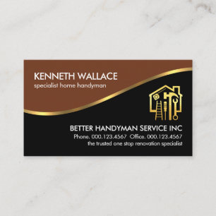 Stijlvolle Gouden Golf Handyman Reparaties Visitekaartje