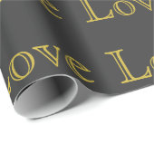 Stijlvolle Gouden Grijze Klassieke Liefde Bruiloft Cadeaupapier (Rol Hoek)