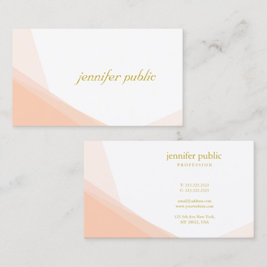 Stijlvolle Gouden Handgeschreven Naam Professionee Visitekaartje (Voorkant / Achterkant)