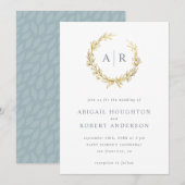 Stijlvolle gouden handgetekende krans Initialen br Kaart (Voorkant / Achterkant)