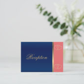 Stijlvolle gouden harten op koraal en marineblauw informatiekaartje (Staand voorkant)