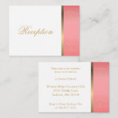 Stijlvolle gouden harten op koraal en wit informatiekaartje (Voorkant / Achterkant)