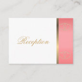 Stijlvolle gouden harten op koraal en wit informatiekaartje (Voorkant)