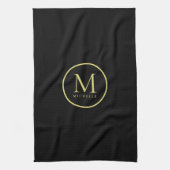 Stijlvolle Gouden Kleur Monogram Naam Sjabloon Zwa Theedoek (Verticaal)