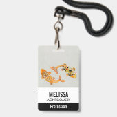 Stijlvolle Gouden Koi Vis Badge (Achterkant met lanyard)
