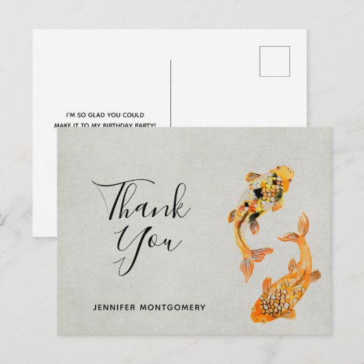 Stijlvolle gouden koi vis dank u briefkaart (Voorkant / Achterkant)