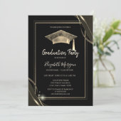 Stijlvolle Gouden Lijst Sparkle, Afstudeerder Pet Kaart (Staand voorkant)