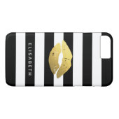 Stijlvolle gouden Lips met zwarte klasstrepen Case-Mate iPhone Case (Achterkant (Horizontaal))