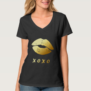 Stijlvolle gouden Lips XOXO Hugs Kisses en Love T-shirt