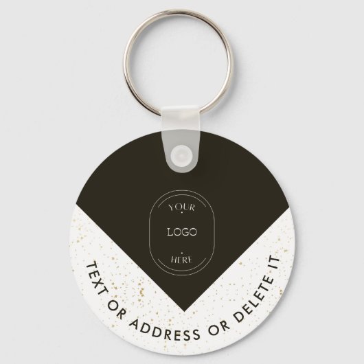 Stijlvolle Gouden Logo & QR Code Company Sleutelha Sleutelhanger (Voorkant)