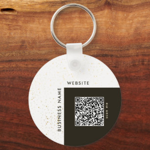 Stijlvolle Gouden Logo & QR Code Company Sleutelha Sleutelhanger