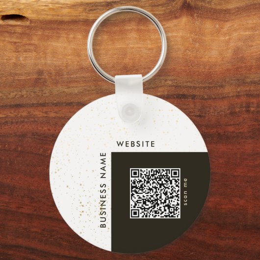Stijlvolle Gouden Logo & QR Code Company Sleutelha Sleutelhanger (Achterkant)