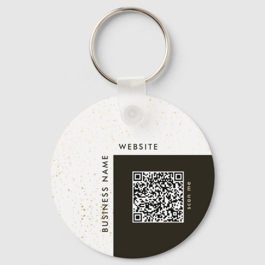 Stijlvolle Gouden Logo & QR Code Company Sleutelha Sleutelhanger (Achterkant)