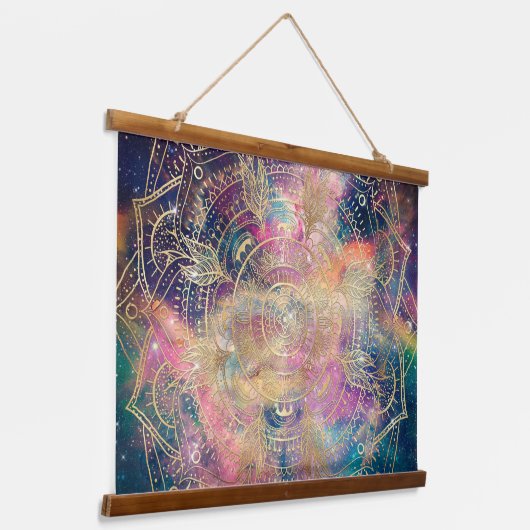 Stijlvolle gouden mandala kleurrijke Waterverf nev Hangend Wandkleed (Gebogen)