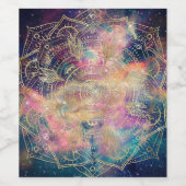 Stijlvolle gouden mandala kleurrijke Waterverf nev Wijn Etiket (Enkel label)