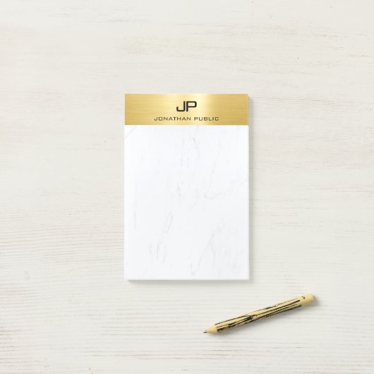 Stijlvolle Gouden Marmer Eenvoudige Moderne Design Post-it® Notes (Op bureau)