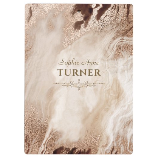 Stijlvolle gouden marmeren gouden lijst monogram klembord (Achterkant)