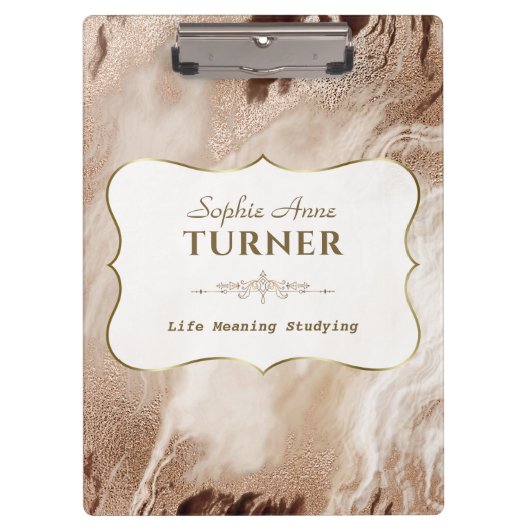 Stijlvolle gouden marmeren gouden lijst monogram klembord (Voorkant)