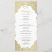 Stijlvolle gouden monogram bruiloft programma programmakaart (Voorkant)