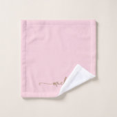 Stijlvolle Gouden Monogram Naam Script Blush Pink Bad Handdoek (Wasdoekje)