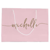Stijlvolle gouden monogram naam script roze rood groot cadeauzakje (Achterkant)