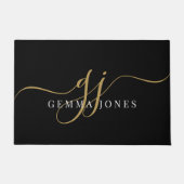 Stijlvolle Gouden Monogram Script Naam Door Mat (Voorkant)