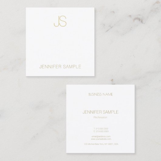 Stijlvolle Gouden Monogrammed Moderne Slanke Duide Vierkante Visitekaartje (Voorkant / Achterkant)