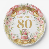 Stijlvolle gouden nummer taart 80 verjaardagsfeest papieren bordje (Voorkant)
