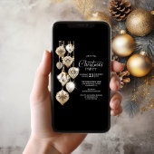 Stijlvolle gouden Ornamenten kerstfeest uitnodigin Kaart