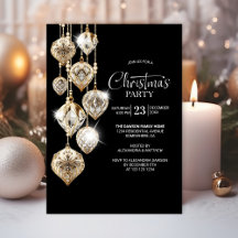 Stijlvolle gouden Ornamenten kerstfeest uitnodigin