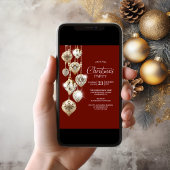 Stijlvolle gouden Ornamenten kerstfeest uitnodigin Kaart