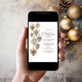 Stijlvolle gouden Ornamenten kerstfeest uitnodigin Kaart