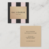 Stijlvolle  gouden plaque roze zwarte strepen vierkante visitekaartje (Voorkant / Achterkant)