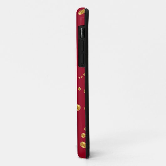 Stijlvolle gouden polka-stippen op Bourgogrood Case-Mate iPhone Case (Achterkant/links)