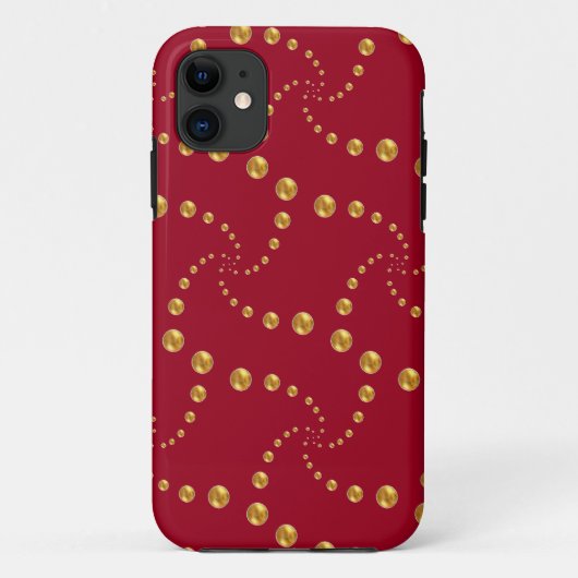 Stijlvolle gouden polka-stippen op Bourgogrood Case-Mate iPhone Case (Achterkant)